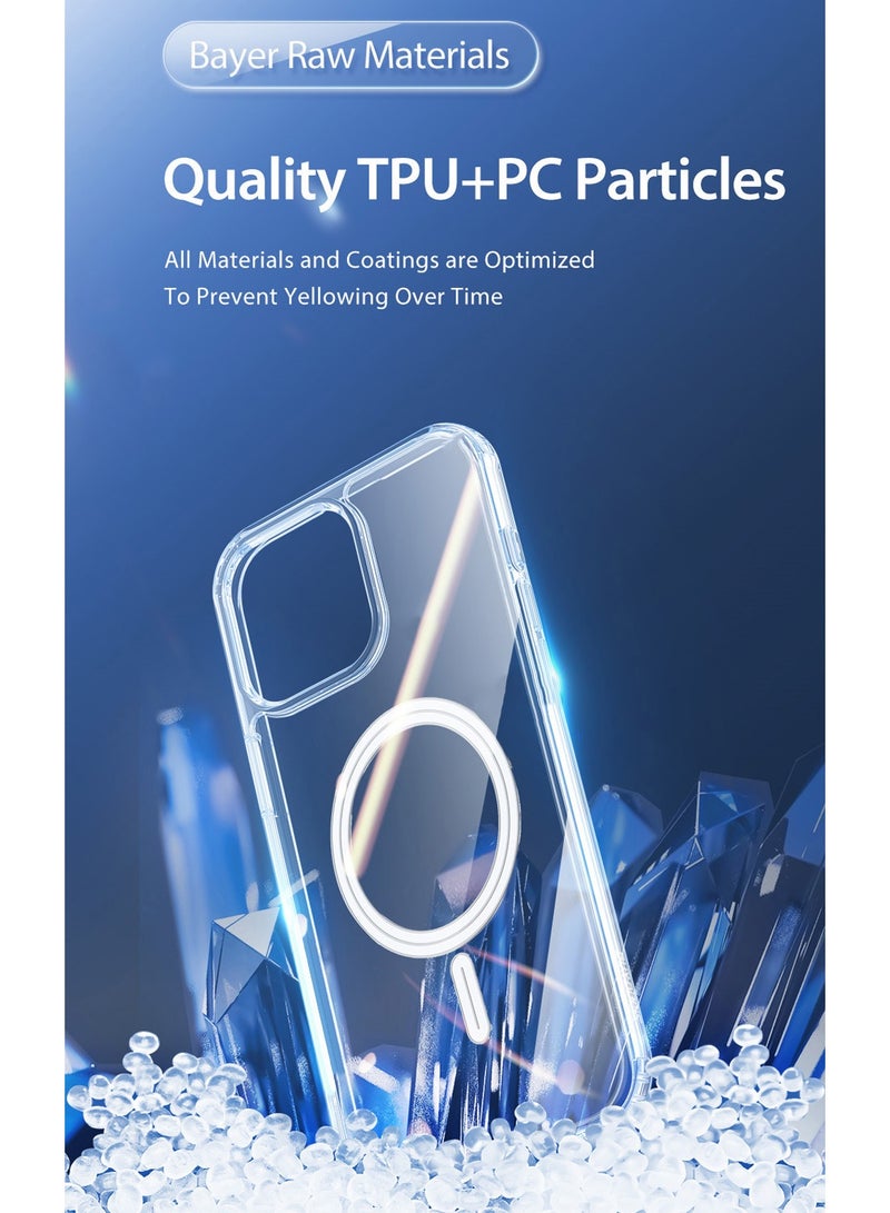 تشابي لاين  غطاء حماية شفاف لهاتف آيفون 13 برو 5G من شابلين، 2021، مقاوم للاصفرار، مقاوم للخدش، خلفية من TPU ومغناطيسية - شفاف - Image 4